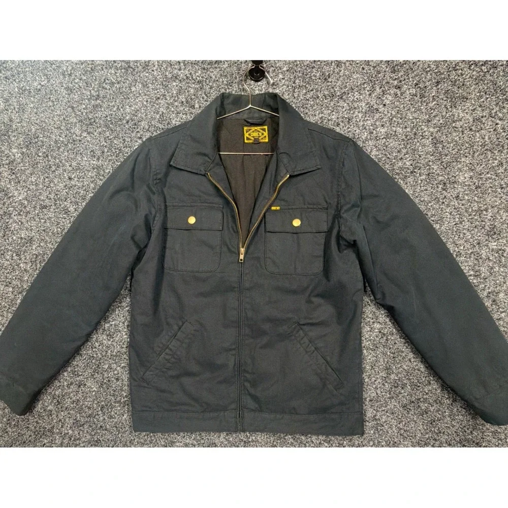 Obey Jacket Mens M Black Canvas Workwear Full Zip Streetwear Coat